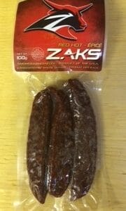 Zaks Sausage Pack - Hot (100g)